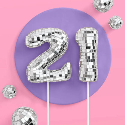 6 Pc Mirrored 21s Birthday Cake Toppers|7717