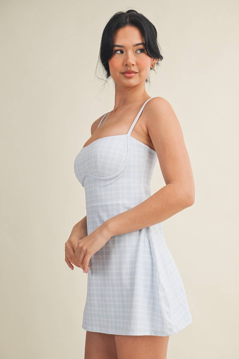 Plaid Print Sweetheart Dress
