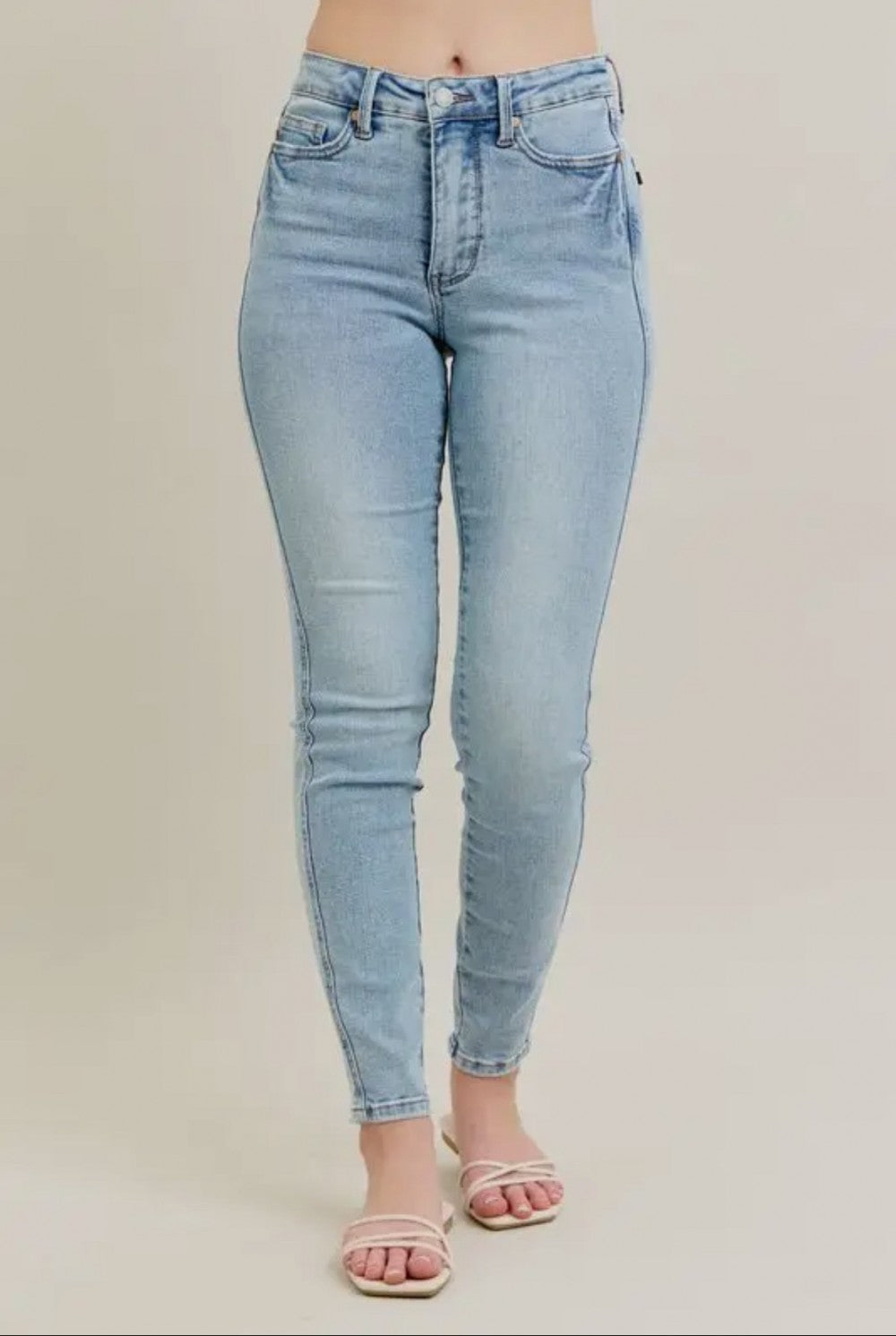 Mid Rise Tummy Control Vintage Wash Skinny|942