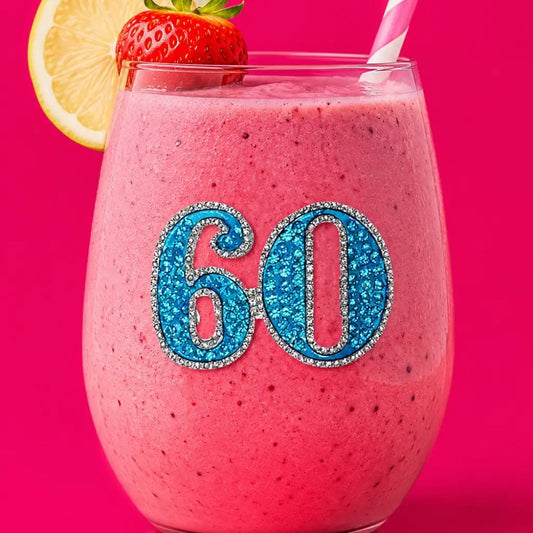 60th Birthday Jeweled Stemless Wine Glass|9193