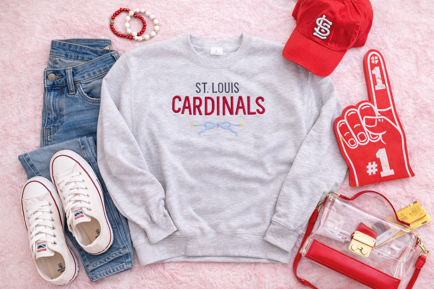 St. Louis Cardinals bows & stars sweatshirt