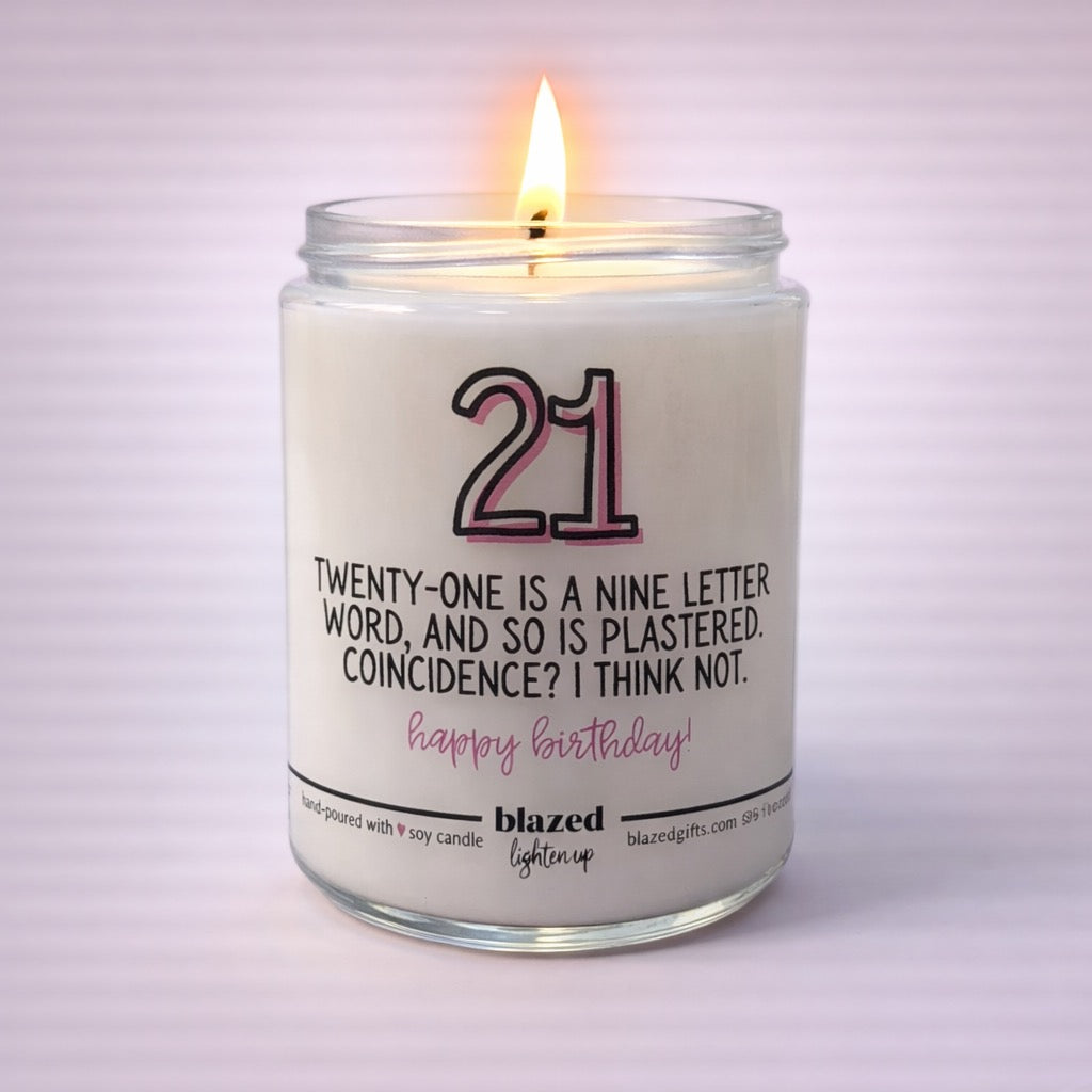 Twenty-One Is A Nine Letter Word Candle