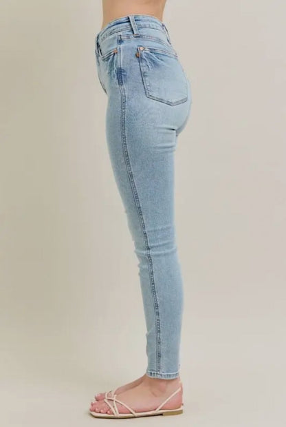 Mid Rise Tummy Control Vintage Wash Skinny|943
