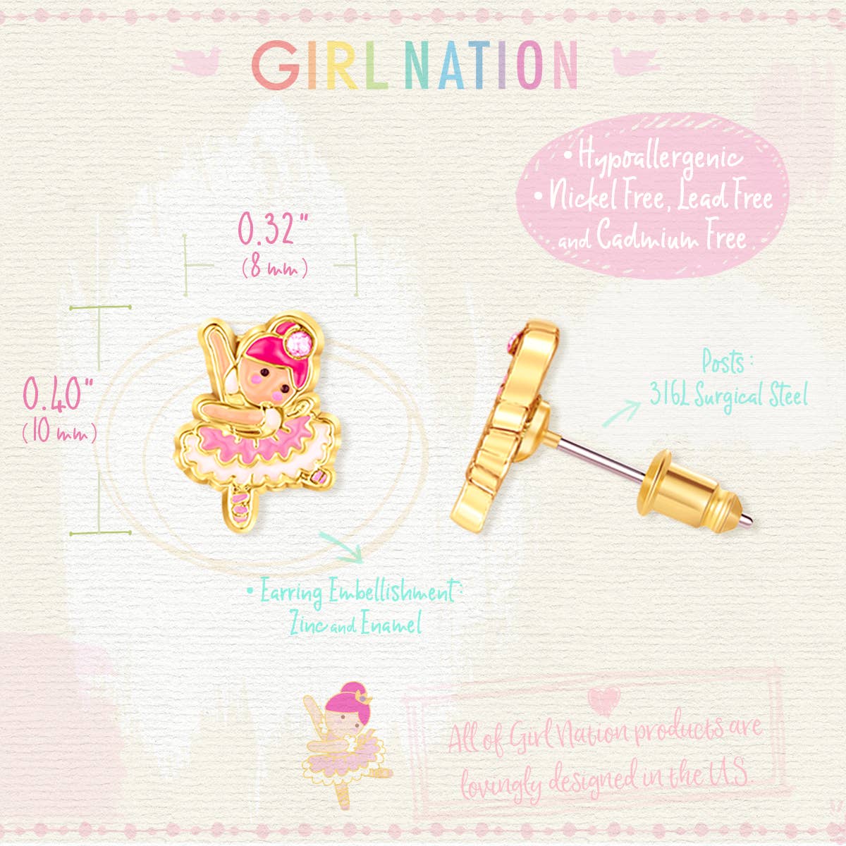 Tiny Dancer Cutie Stud Earrings