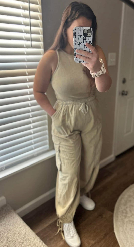Olive Cargo Jumpsuit|759
