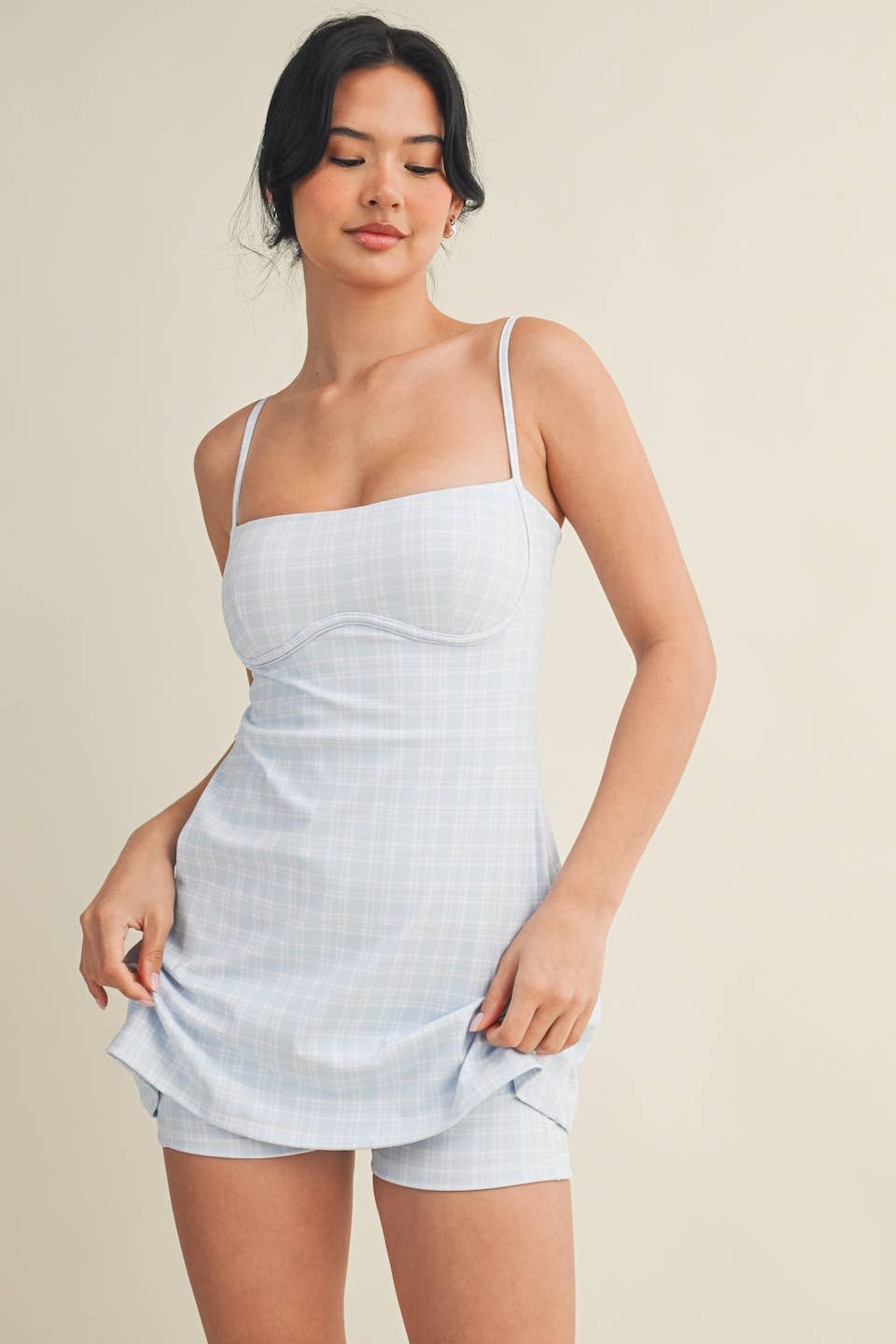 Plaid Print Sweetheart Dress