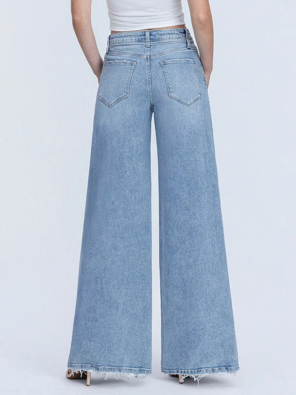 Highrise Drawstring Palazzo Jeans|8694