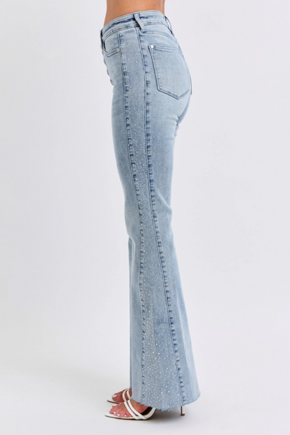Rhinestone Side Panel Detail Flare|1810
