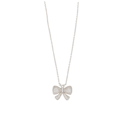 Bubble Bow Necklace Silver|1239