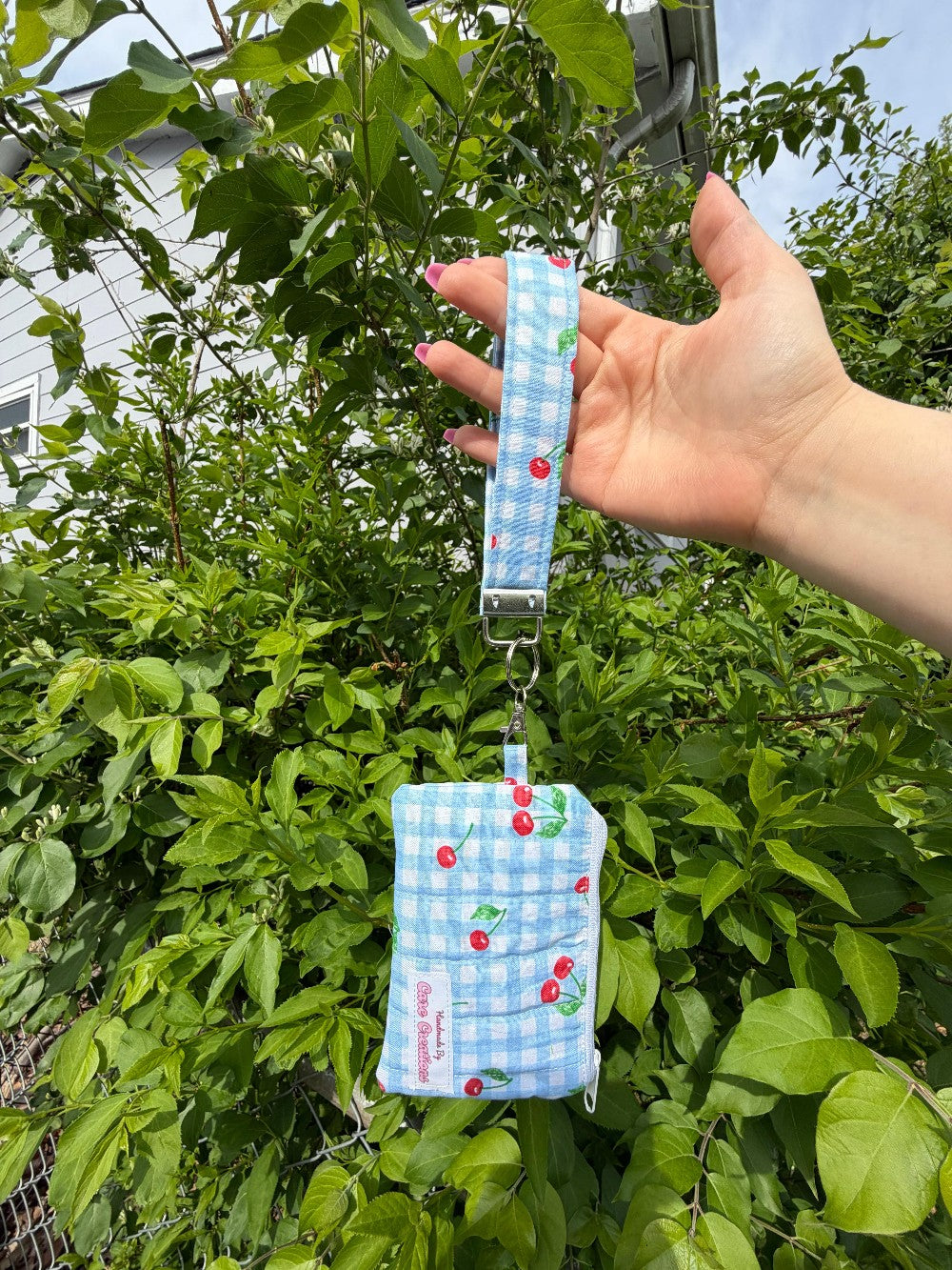 Keychain Wallet Cherry Blue Pattern|7402