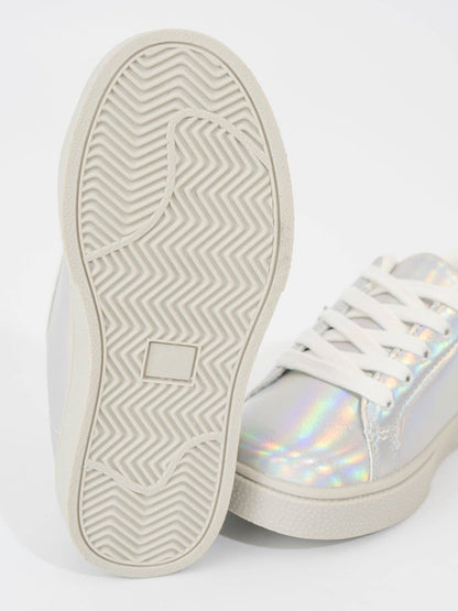 Girls' Holographic Sparkle Star Sneaker - Silver