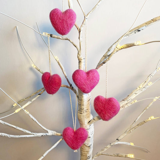 Felt Heart Ornament - Pink