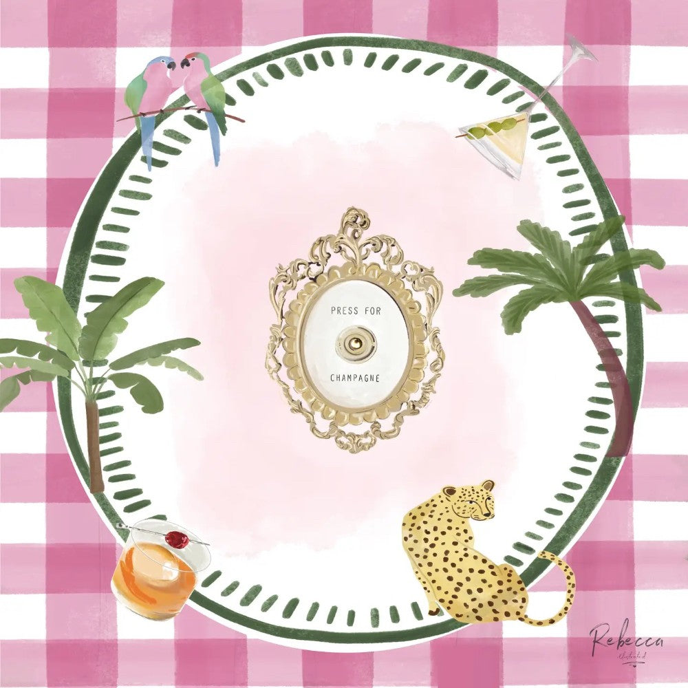 Press For Champagne Gingham Mahjong Mat|7991