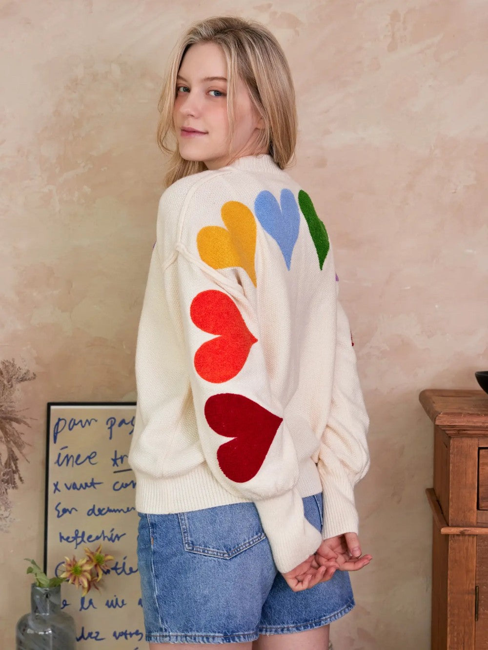 Candy Heart Patch Sweater|4763