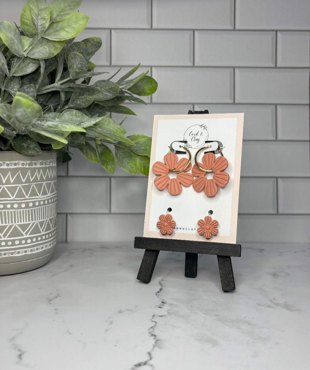 MOMMY & ME Orange Flower Earrings Set - CLIP-ON OPTION - NF|7609