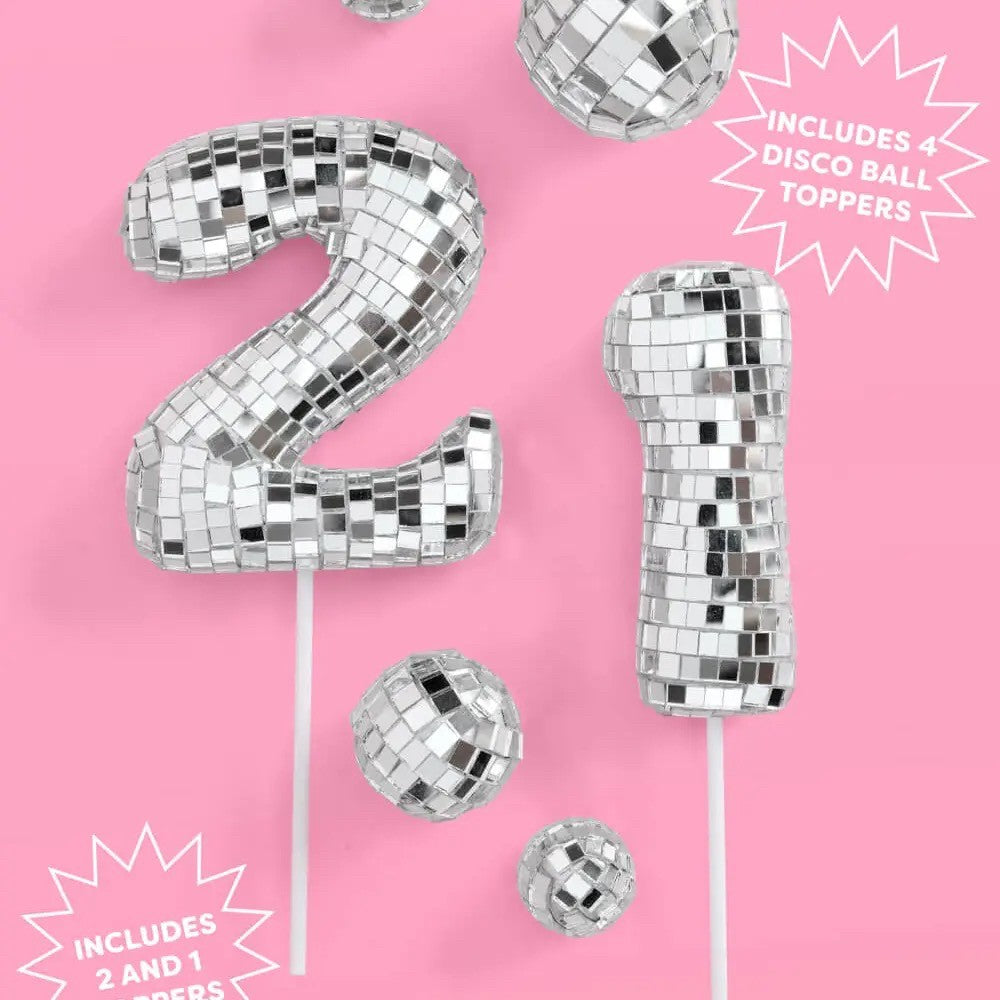 6 Pc Mirrored 21s Birthday Cake Toppers|7714