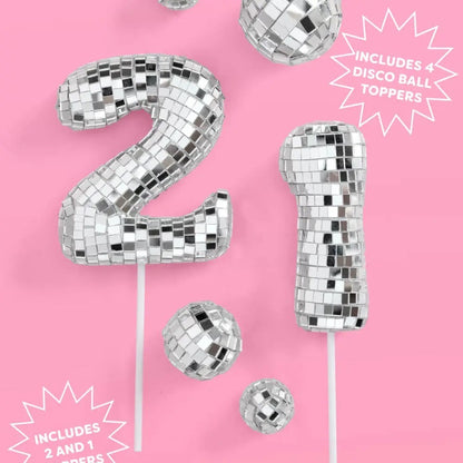 6 Pc Mirrored 21s Birthday Cake Toppers|7714