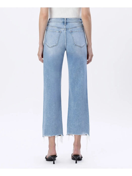 High Rise Distressed Crop Slim Wide Jeans F6037|6042