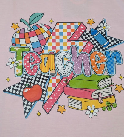 Retro Pink Teacher Shirt|5226