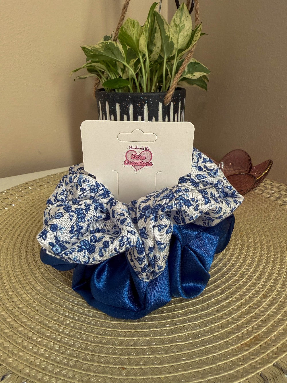 Scrunchie Set Blue & Floral Pattern|7414