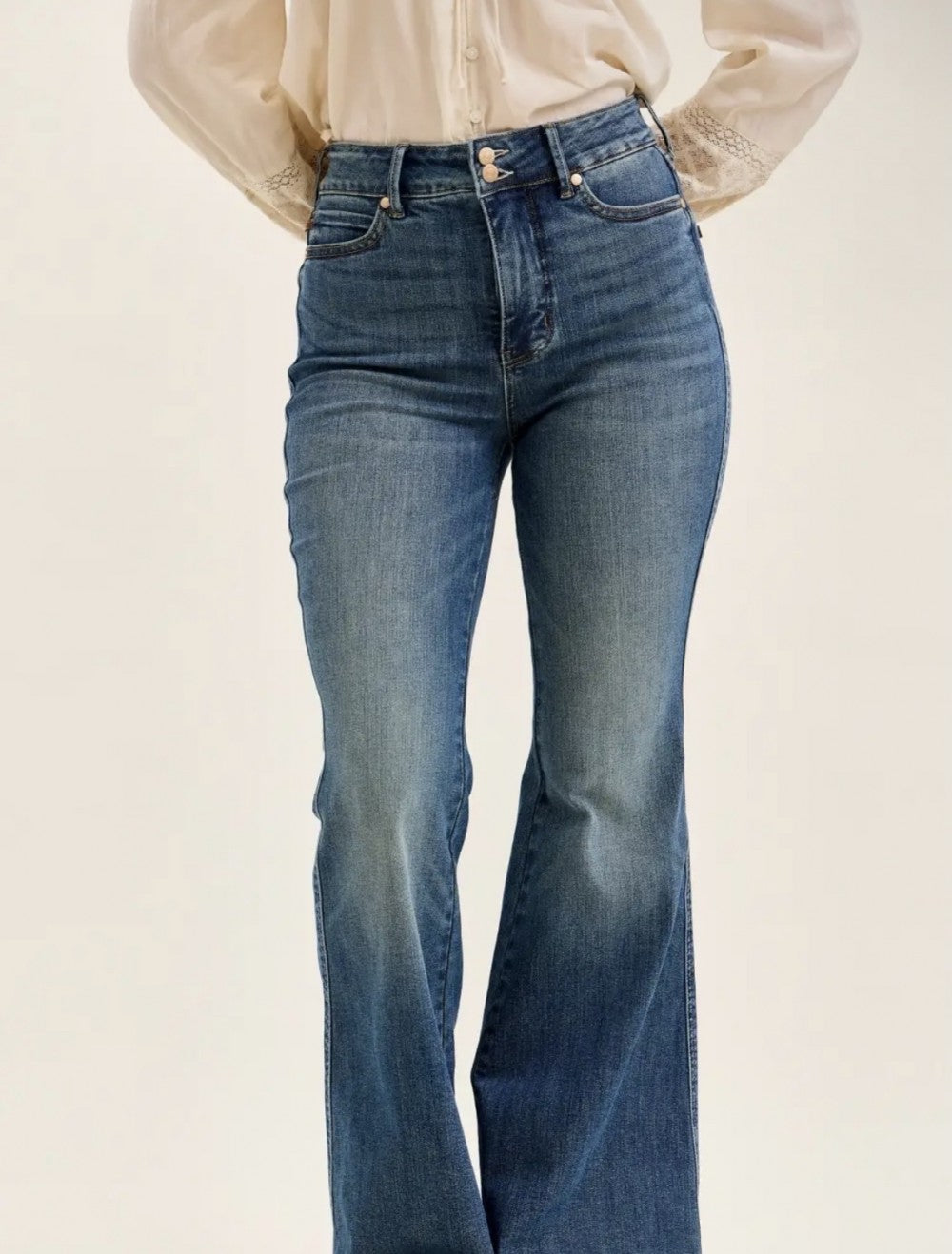 Judy Blue Hw T.C. Jaqueline Flare Dbl Btn + Shield Pkts|8966