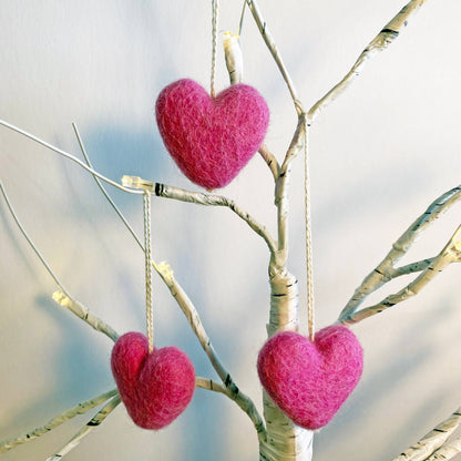 Felt Heart Ornament - Pink