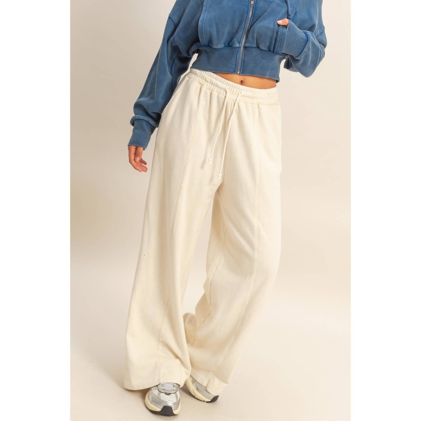French Terry Wide-Leg Pants