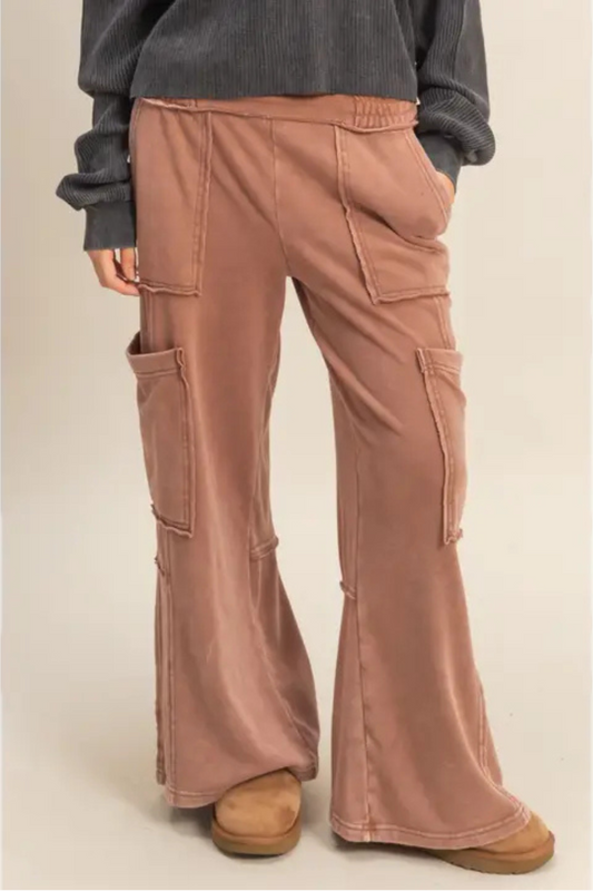 Mineral Wash Wide Leg Pants|2357