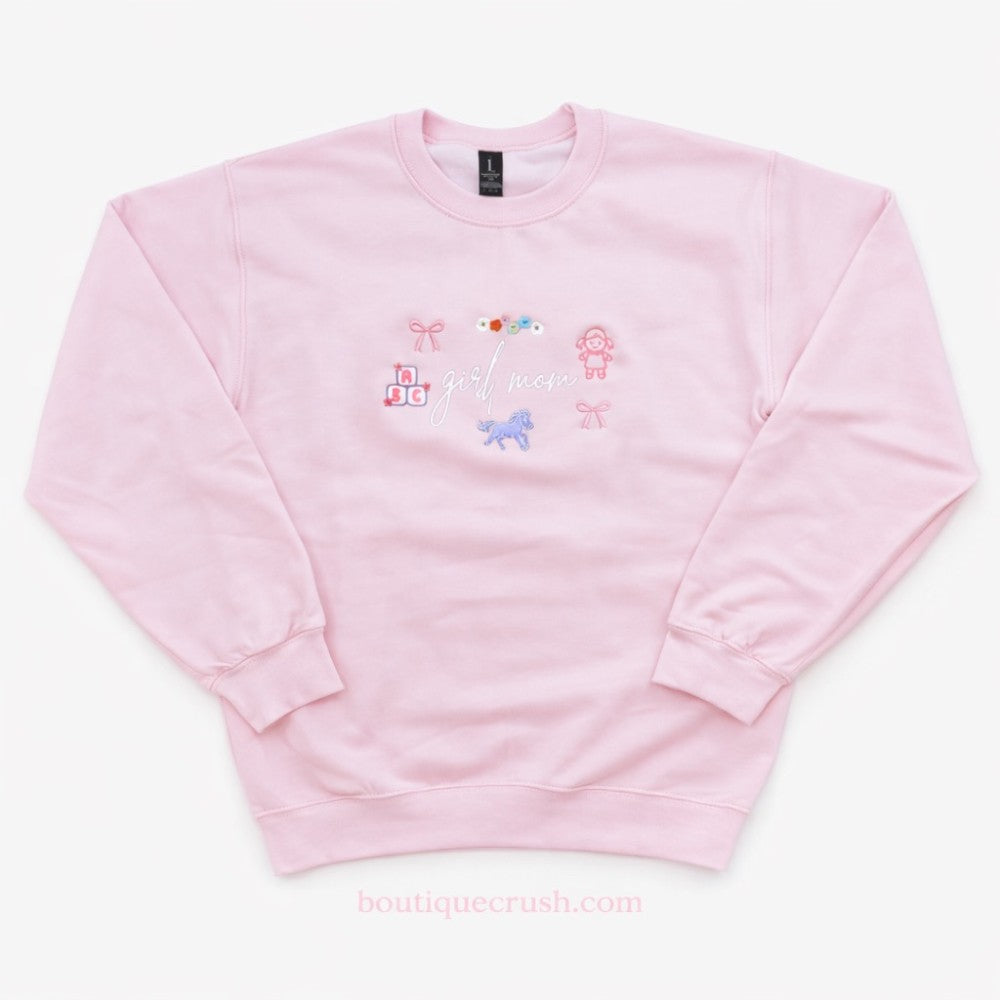 Embroidered Girl Mom Sweatshirt|6283