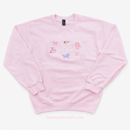 Embroidered Girl Mom Sweatshirt|6283
