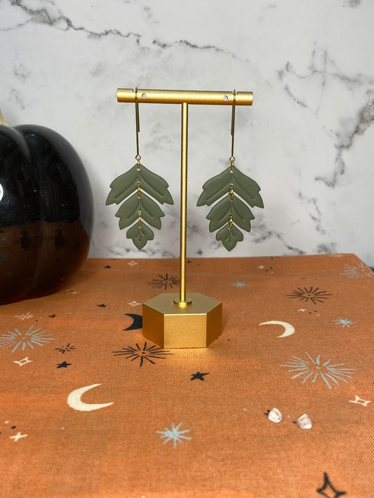 Green Tiered Leaf Dangles|1512