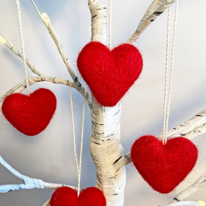Felt Heart Ornament -  Red