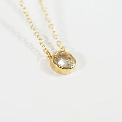 The Vault - Solitaire CZ Bezel Necklace|1288