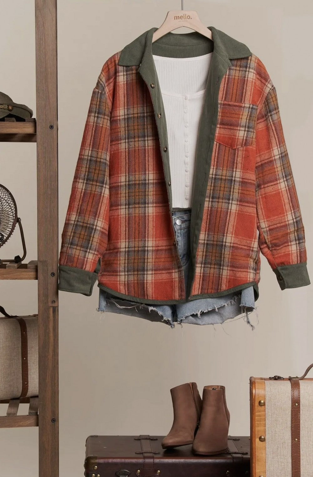 Reversible Corduroy and Plaid Button Down Shirt|3858