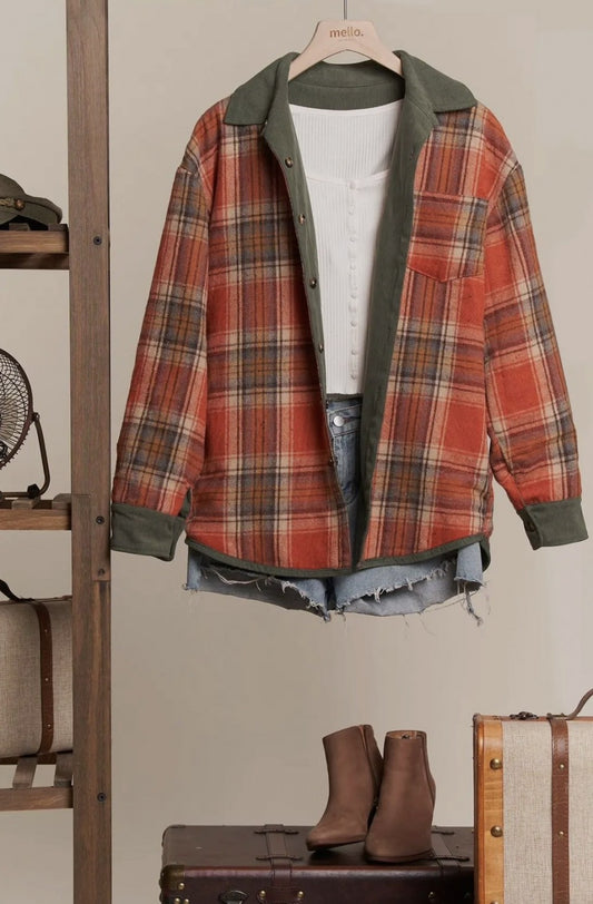 Reversible Corduroy and Plaid Button Down Shirt|3858