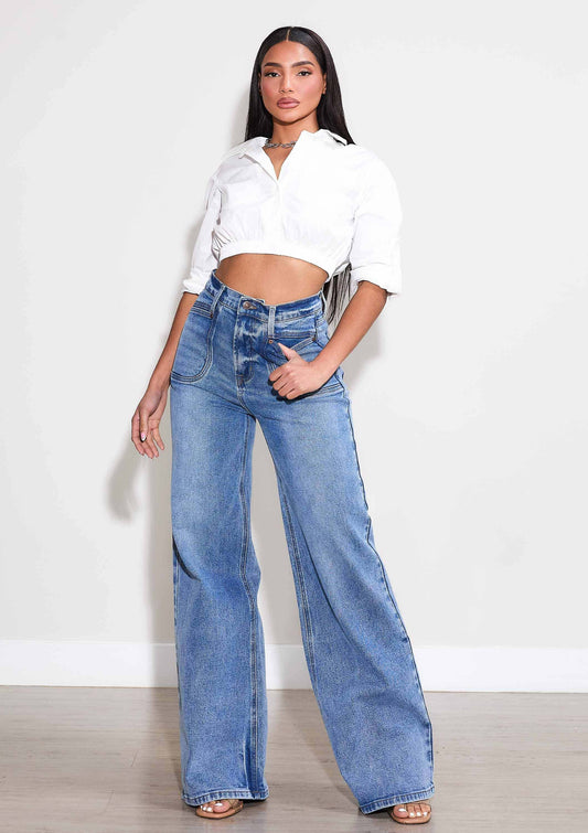 Meg Wide Leg Rigid W/ Comfort Stretch Denim