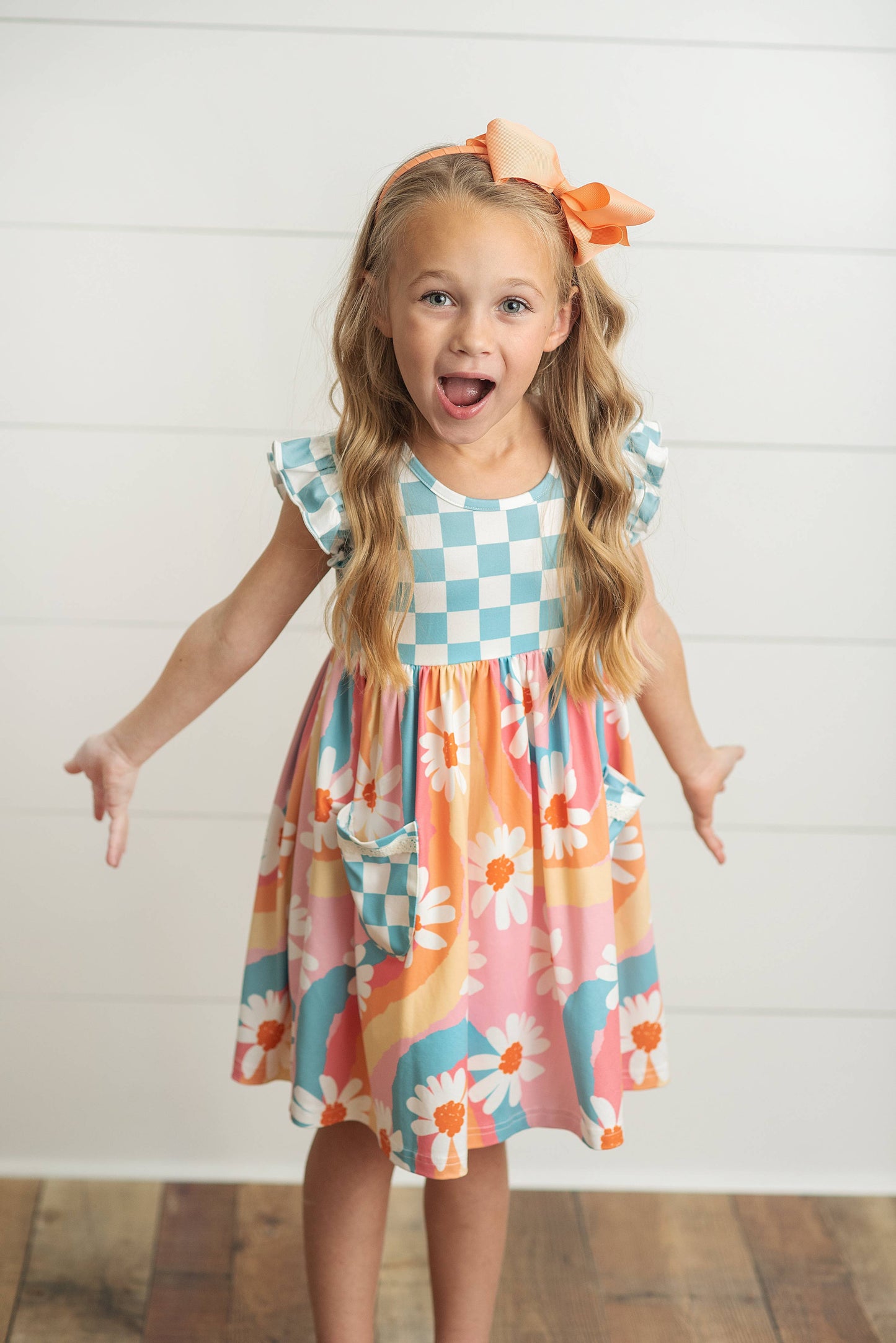 Retro Check Daisy Twirl Dress