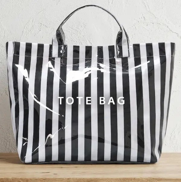 Black And White Striped Tote Bag|8149