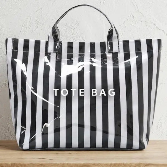 Black And White Striped Tote Bag|8149