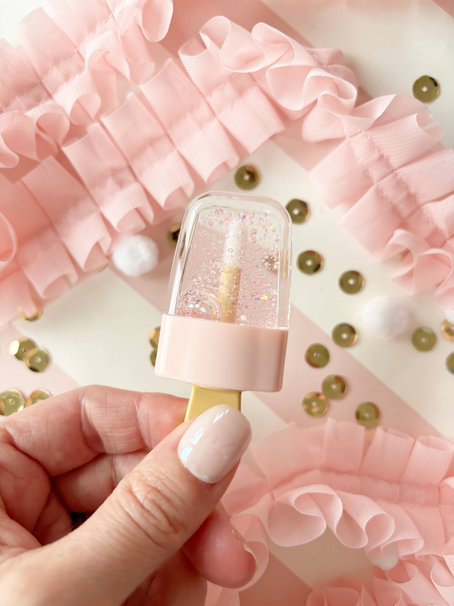 Neon Pop Pink Sparkle Popsicle Lip Gloss
