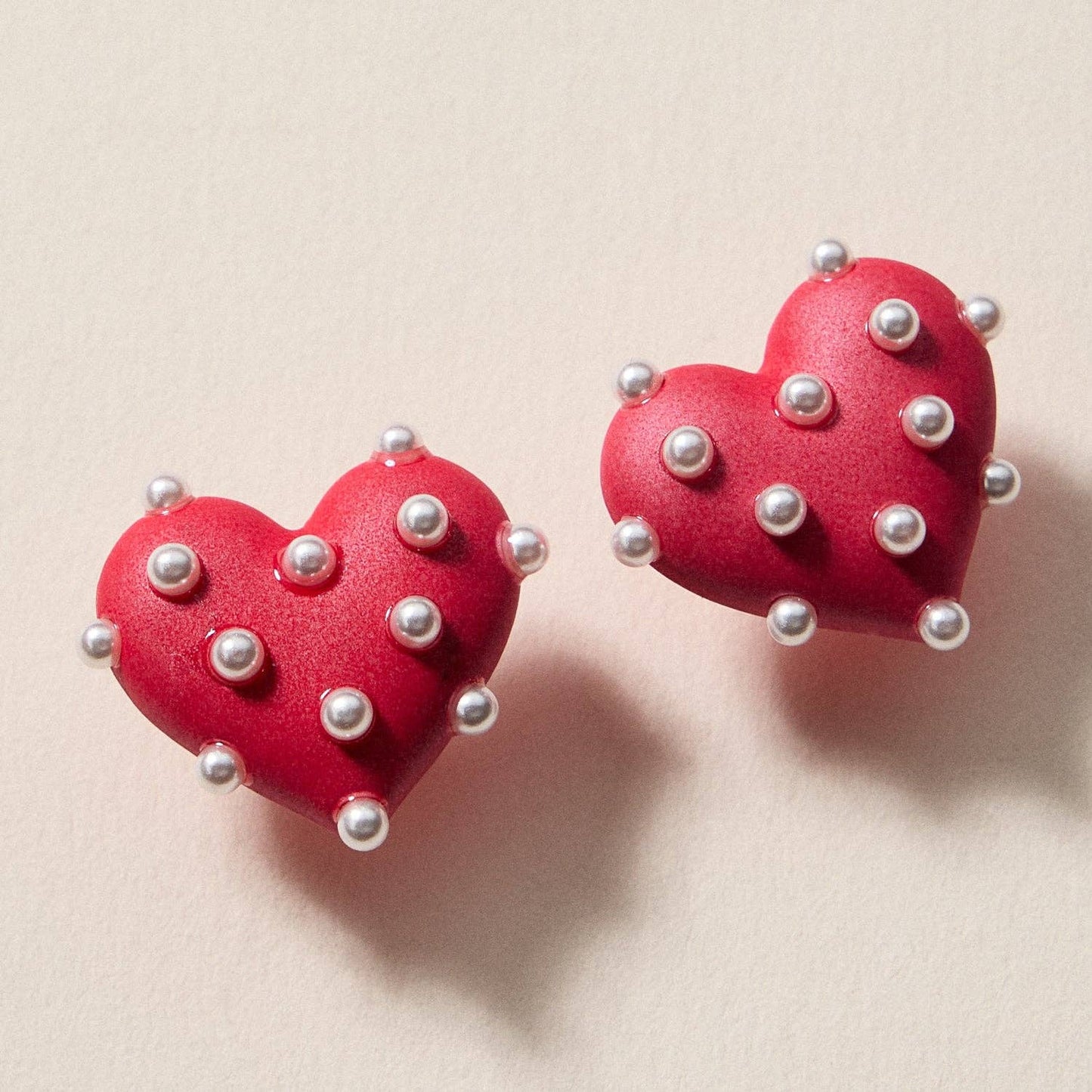 Pearl Studded Heart Earrings – Cute Valentine’s Day Statement Studs