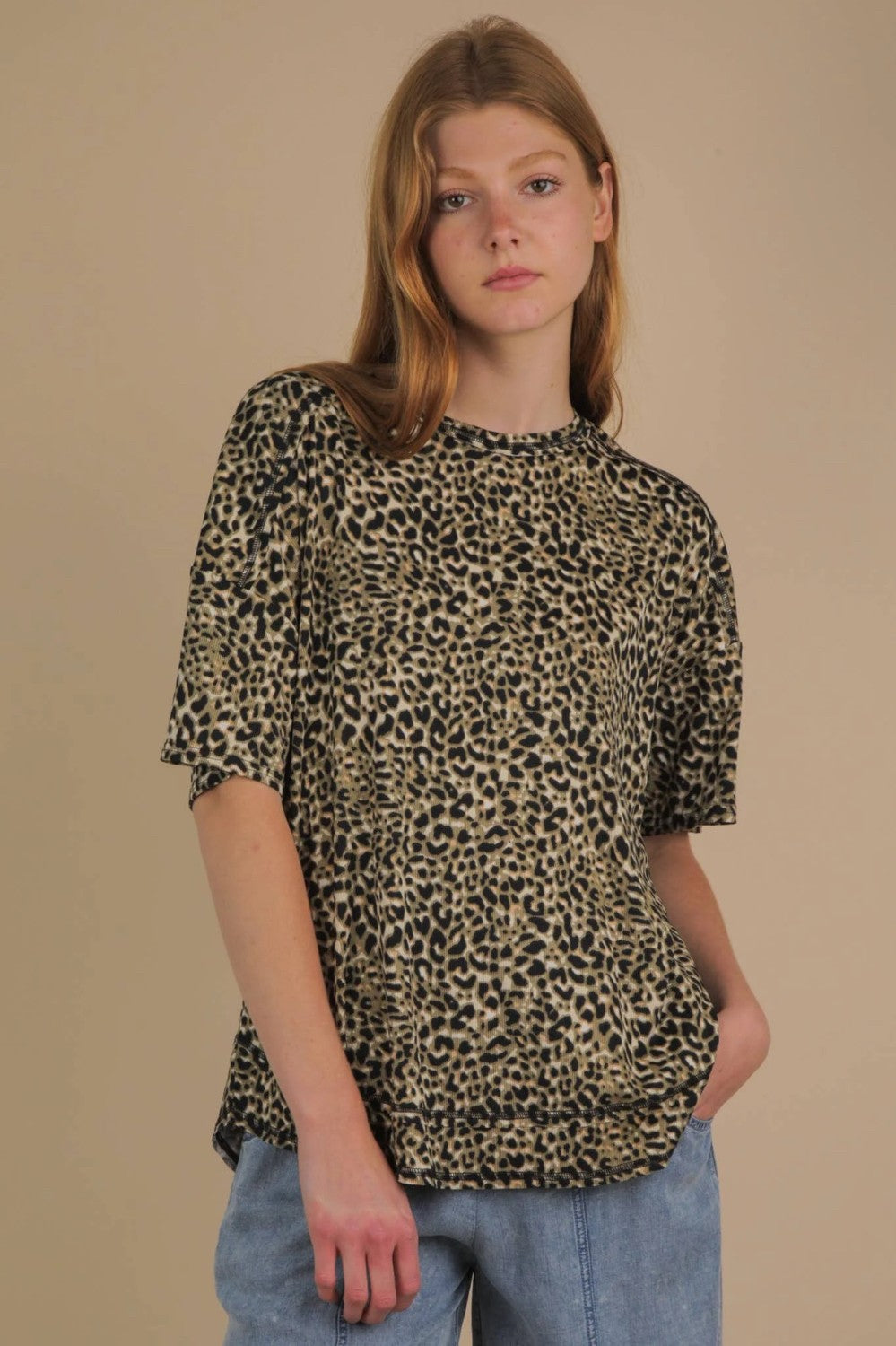 Oversized Leopard Knit Top|6095
