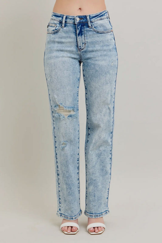 Mineral Wash High Waisted Distressed 90's Straight|945