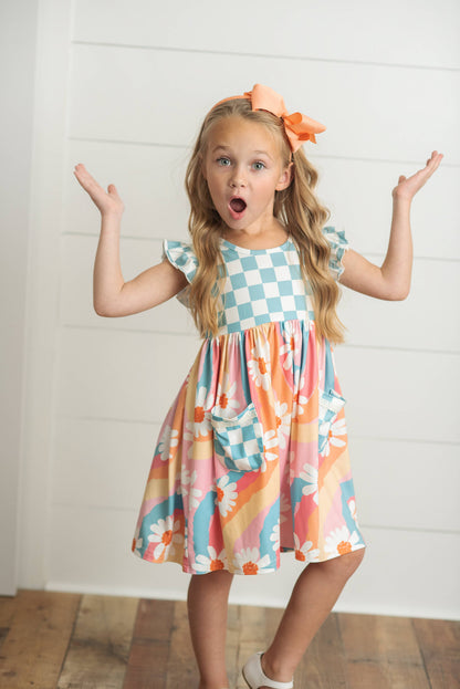 Retro Check Daisy Twirl Dress