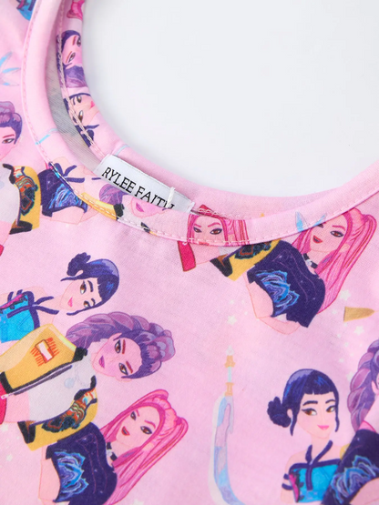 Pink Star Kpop Twirl Dress|7264