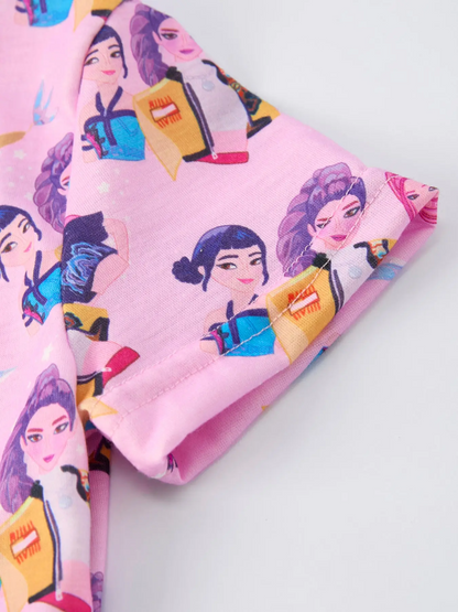 Pink Star Kpop Twirl Dress|7265