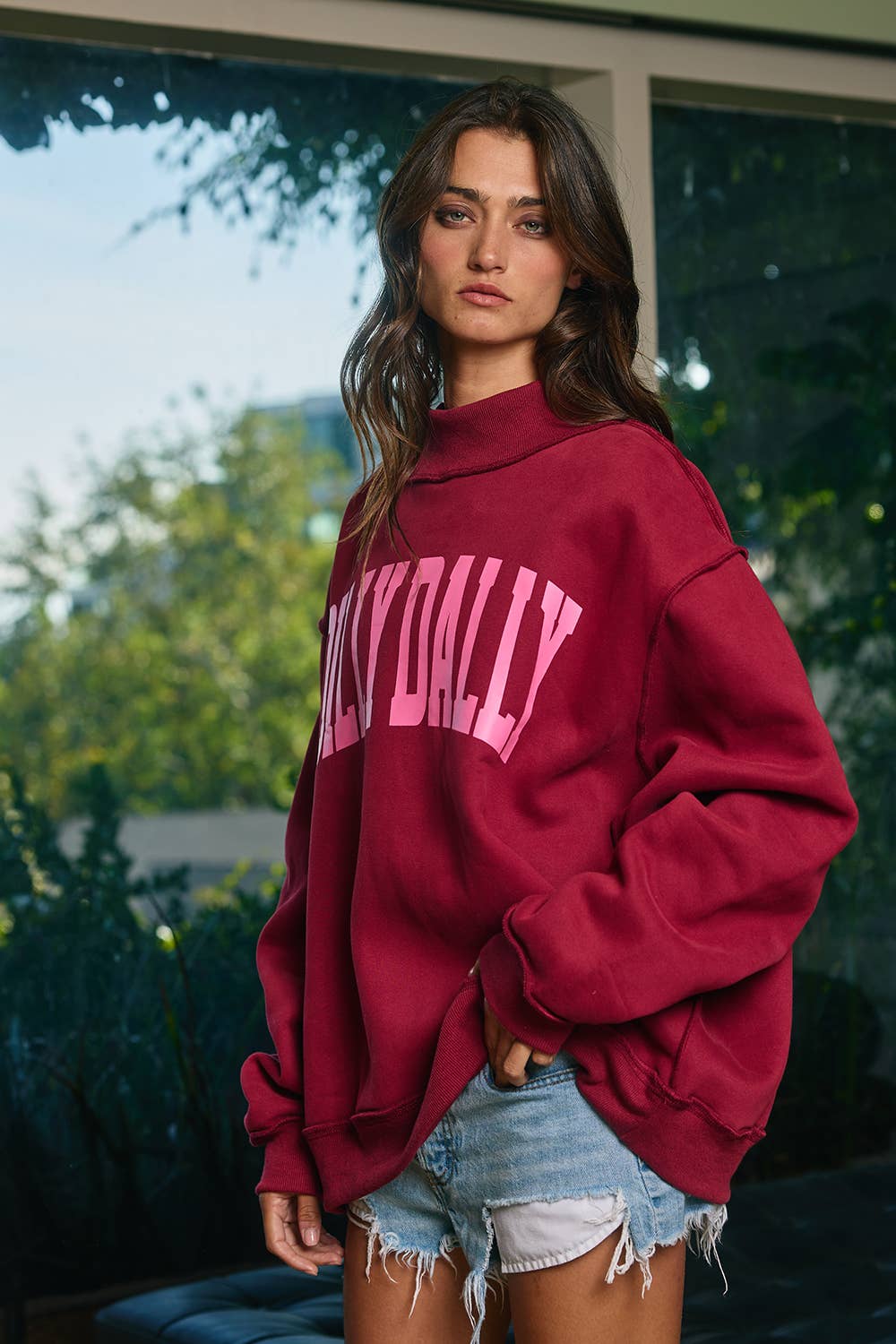 'DILLY DALLY' Mockneck Sweatshirt