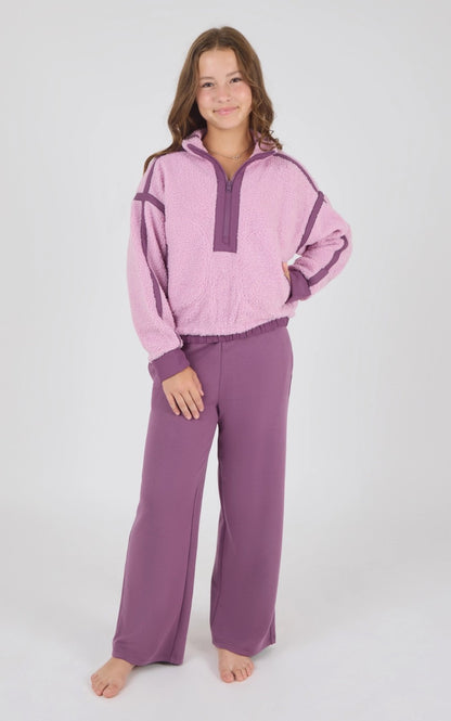 Tween Girls Trendy Contrast Sherpa Set|9163