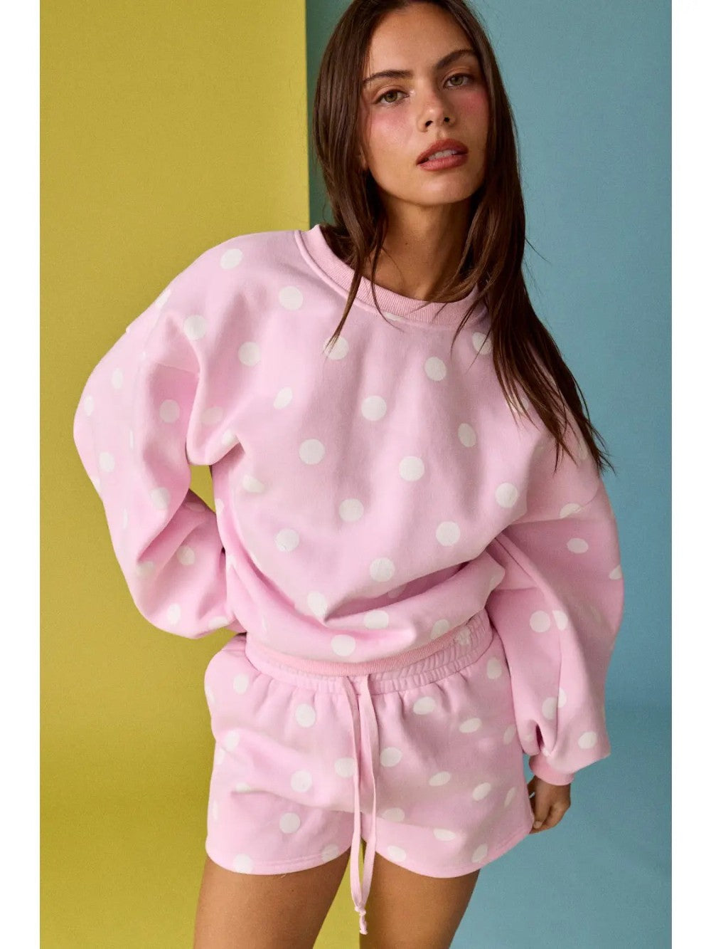 Polka Dot Pink & White Fleece Set|9140