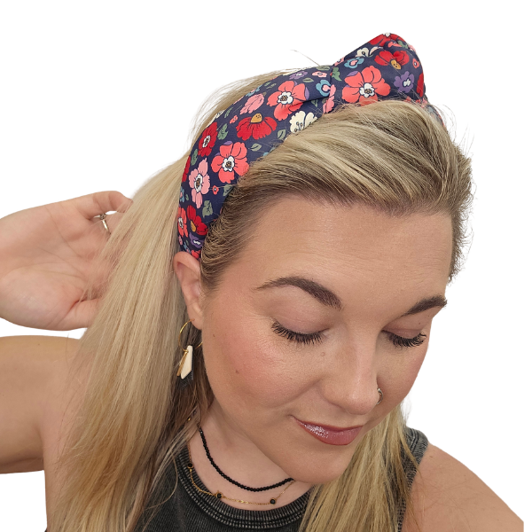 Navy Floral Headband|5707